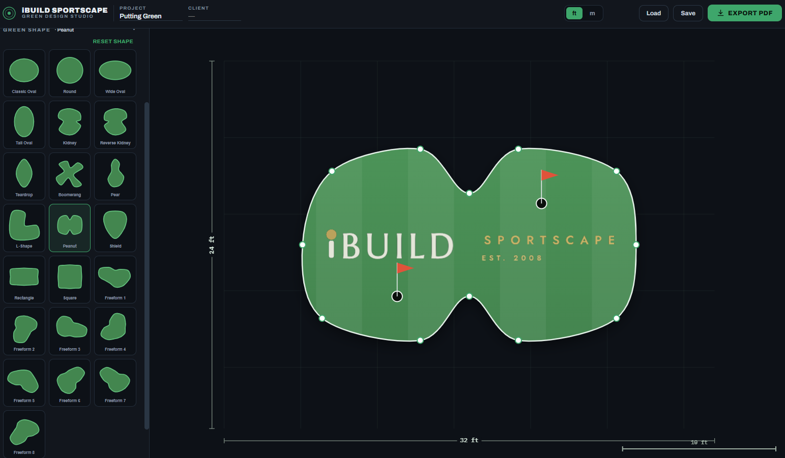 Proprietary putting-green design software layout