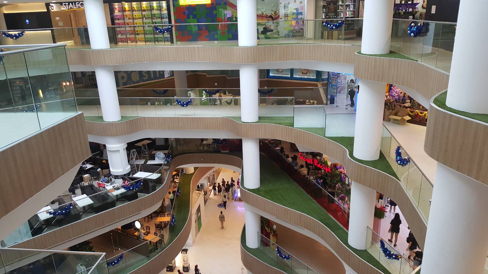 Artificial grass atrium greening at White Sands mall, Pasir Ris